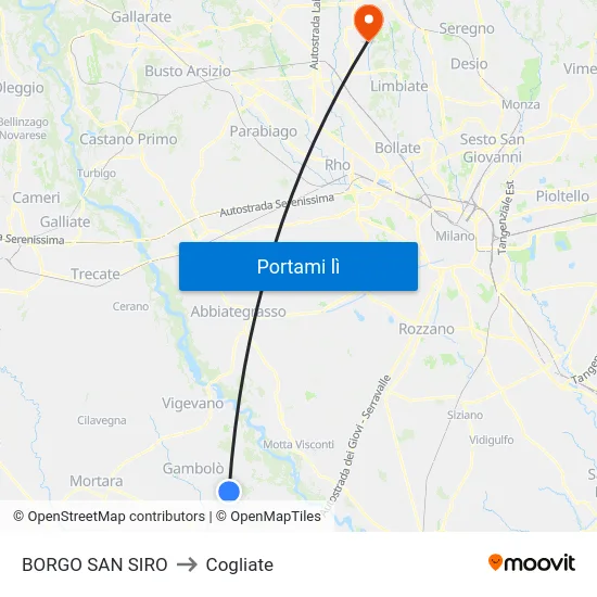 BORGO SAN SIRO to Cogliate map