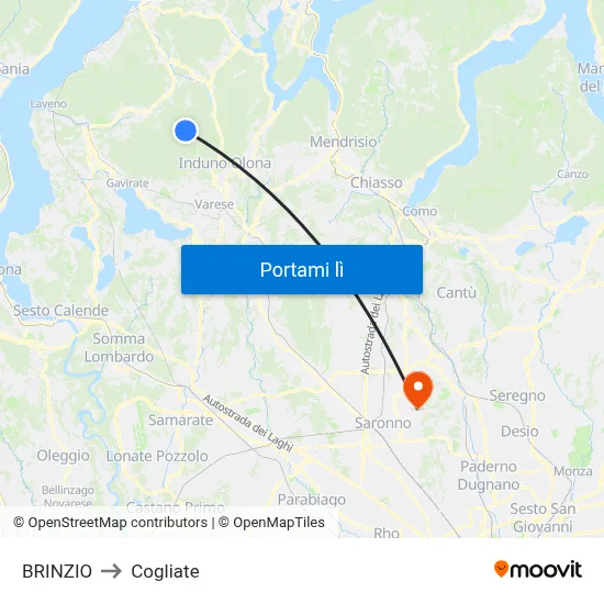BRINZIO to Cogliate map