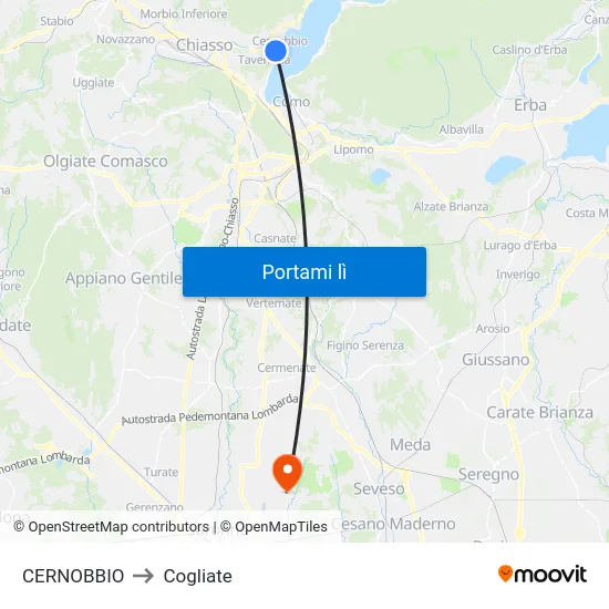 CERNOBBIO to Cogliate map
