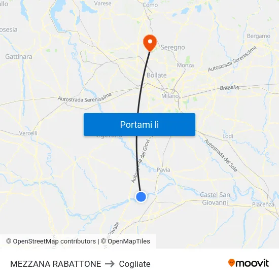 MEZZANA RABATTONE to Cogliate map