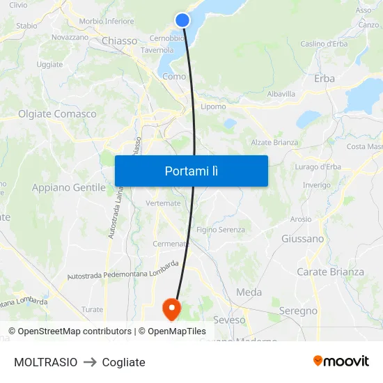 MOLTRASIO to Cogliate map
