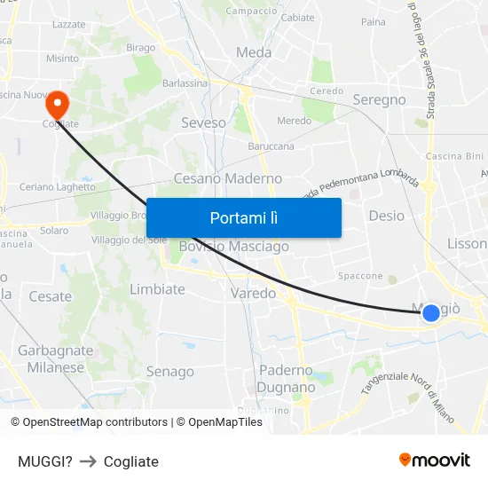 MUGGI? to Cogliate map