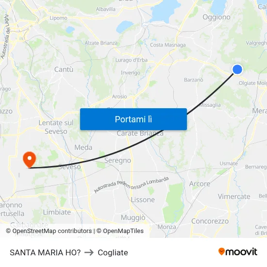 SANTA MARIA HO? to Cogliate map