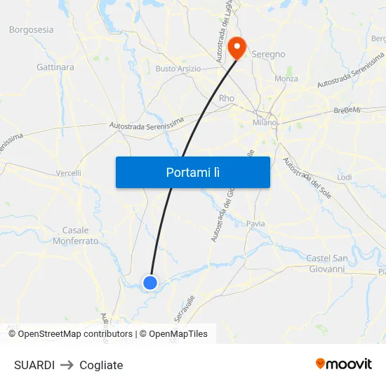 SUARDI to Cogliate map