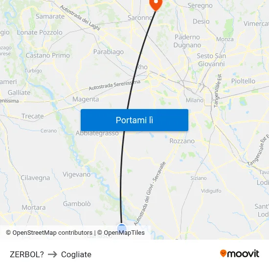 ZERBOL? to Cogliate map