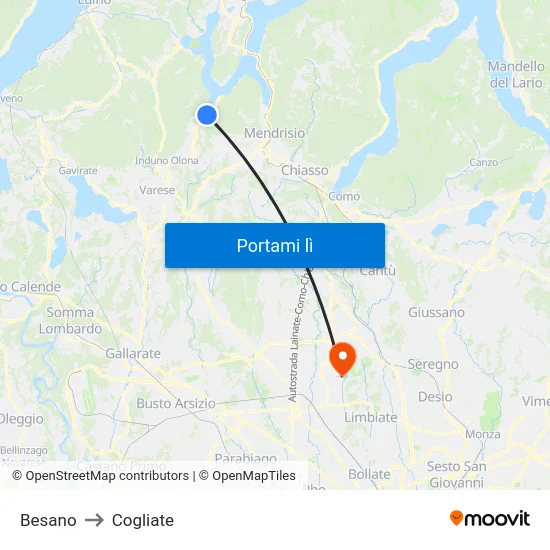 Besano to Cogliate map