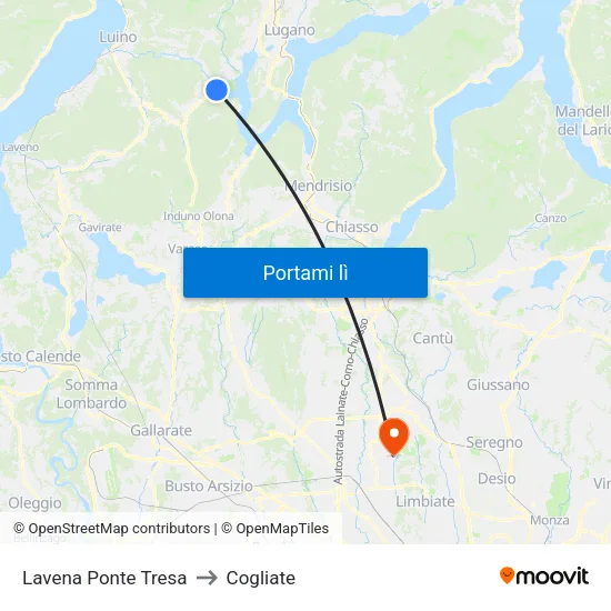 Lavena Ponte Tresa to Cogliate map