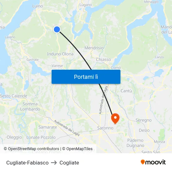 Cugliate-Fabiasco to Cogliate map