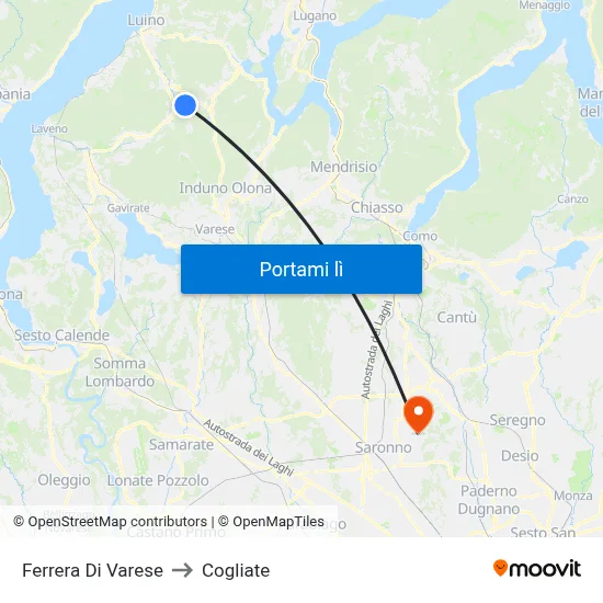 Ferrera Di Varese to Cogliate map