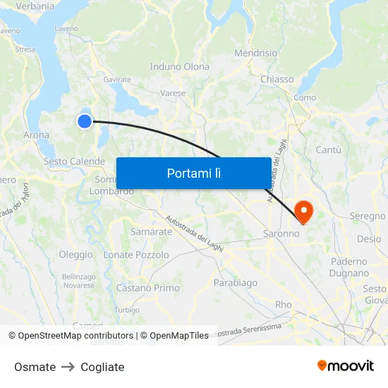 Osmate to Cogliate map