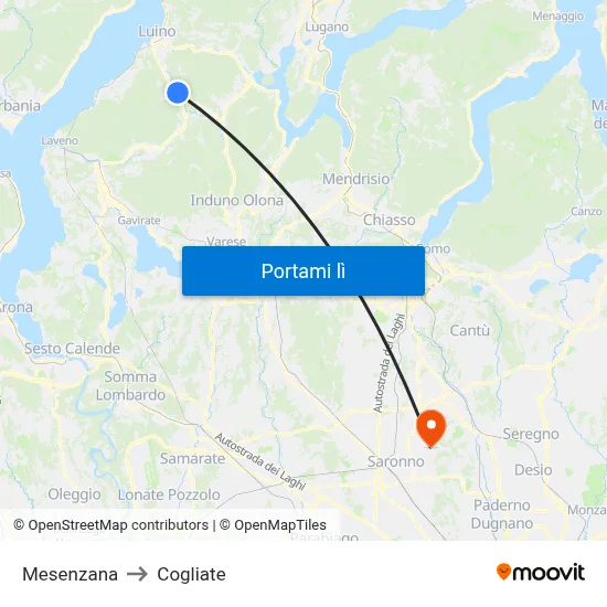 Mesenzana to Cogliate map
