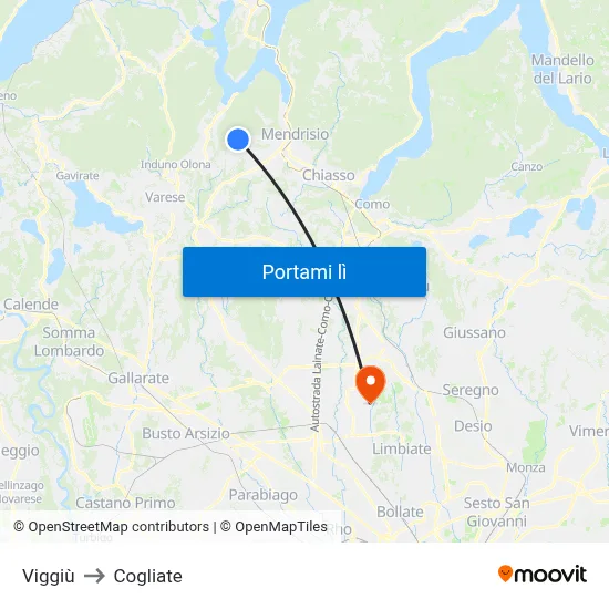 Viggiù to Cogliate map