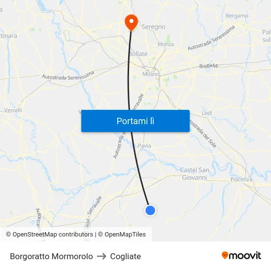 Borgoratto Mormorolo to Cogliate map