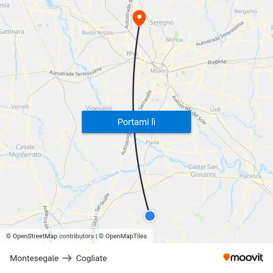 Montesegale to Cogliate map