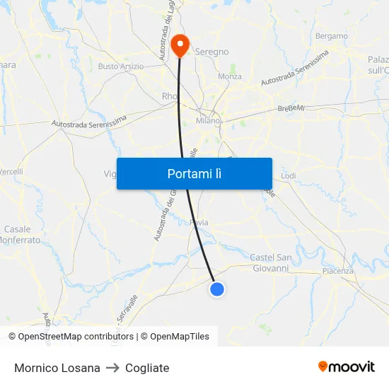 Mornico Losana to Cogliate map