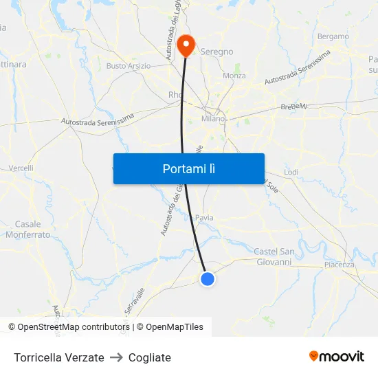 Torricella Verzate to Cogliate map