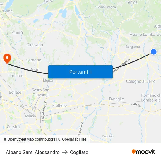 Albano Sant' Alessandro to Cogliate map