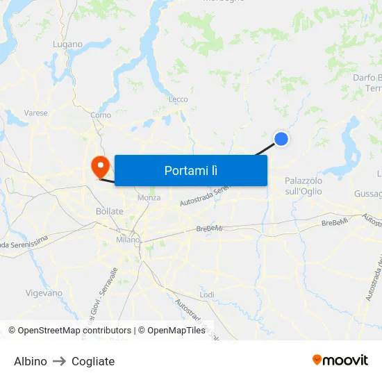 Albino to Cogliate map