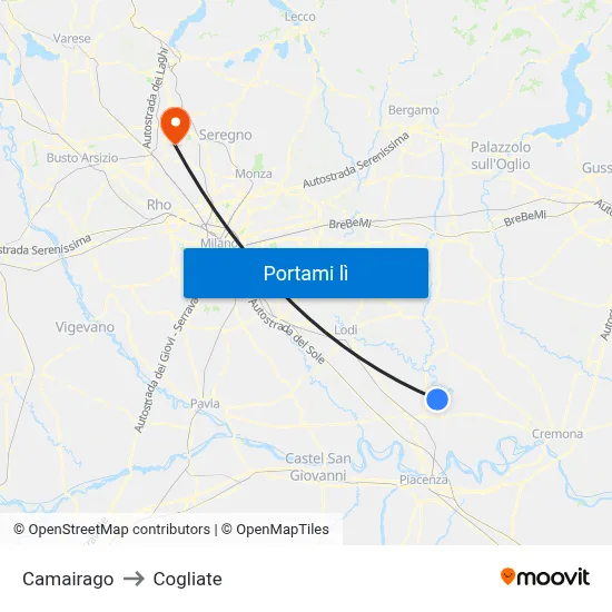 Camairago to Cogliate map