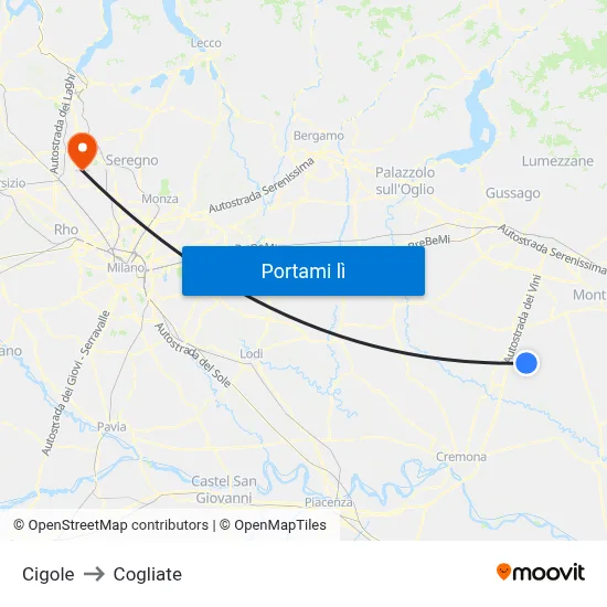 Cigole to Cogliate map