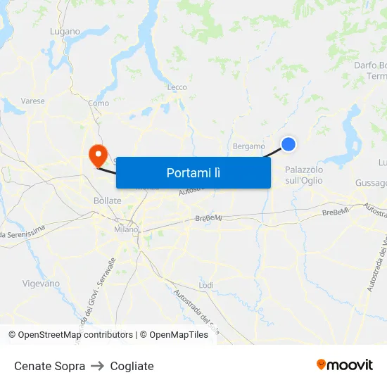 Cenate Sopra to Cogliate map