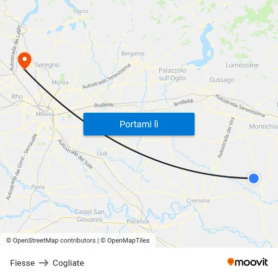 Fiesse to Cogliate map