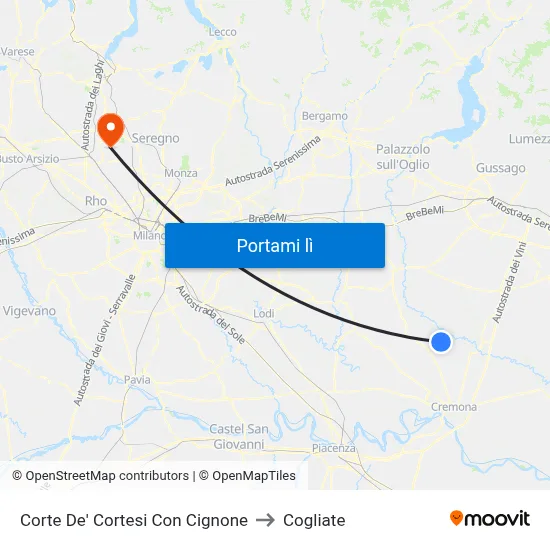 Corte De' Cortesi Con Cignone to Cogliate map
