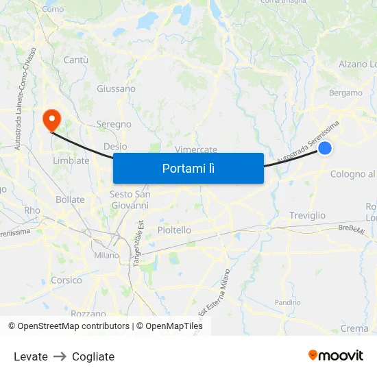 Levate to Cogliate map