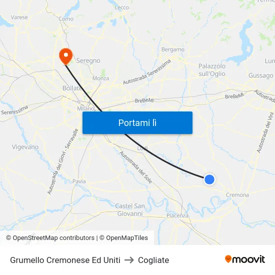 Grumello Cremonese Ed Uniti to Cogliate map
