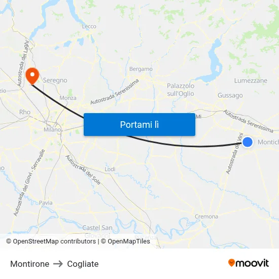 Montirone to Cogliate map