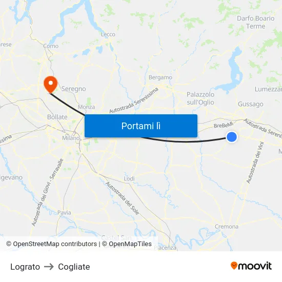 Lograto to Cogliate map