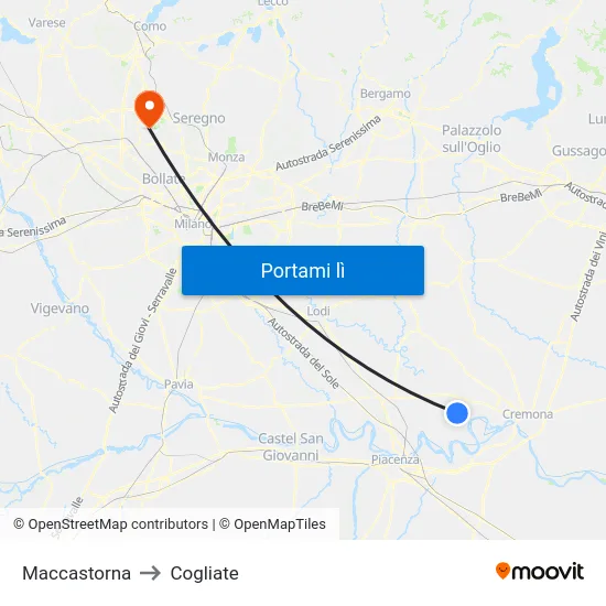Maccastorna to Cogliate map
