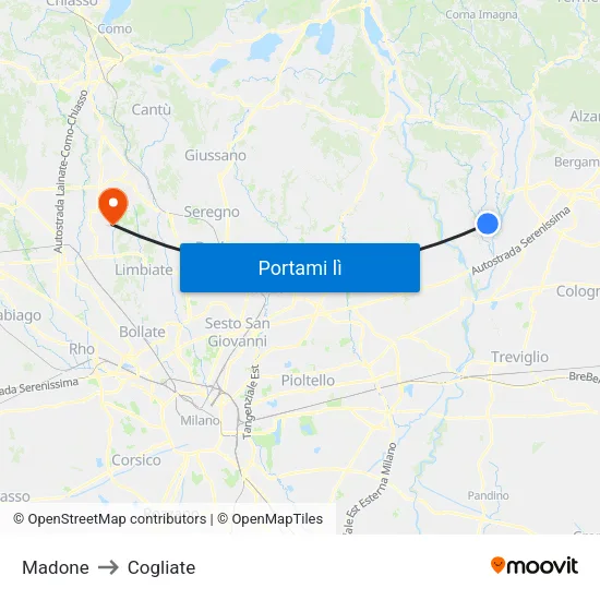 Madone to Cogliate map