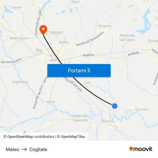 Maleo to Cogliate map