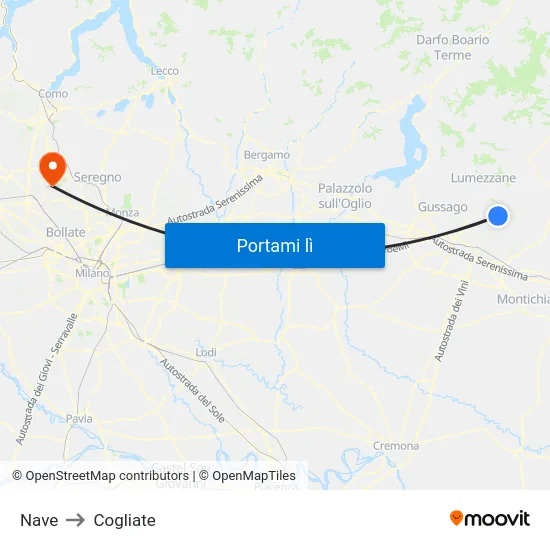 Nave to Cogliate map
