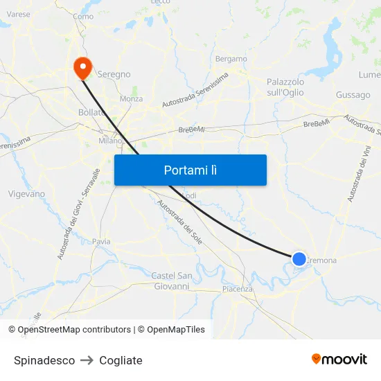Spinadesco to Cogliate map