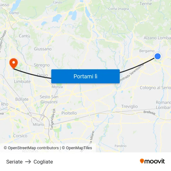 Seriate to Cogliate map