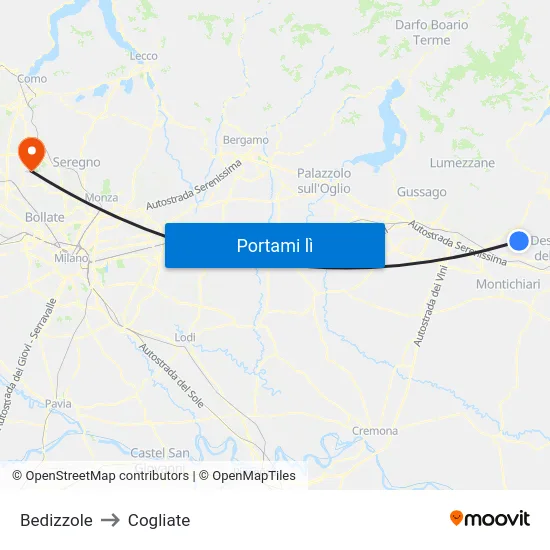 Bedizzole to Cogliate map