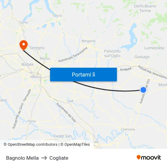 Bagnolo Mella to Cogliate map