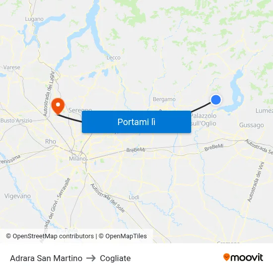 Adrara San Martino to Cogliate map
