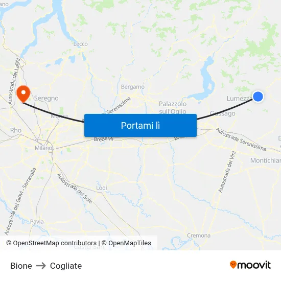 Bione to Cogliate map