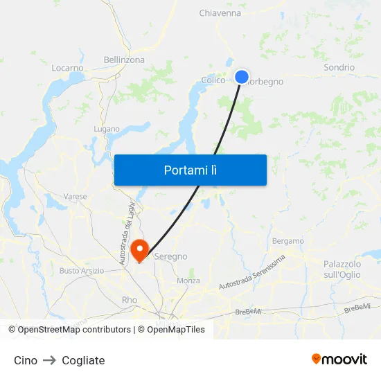 Cino to Cogliate map