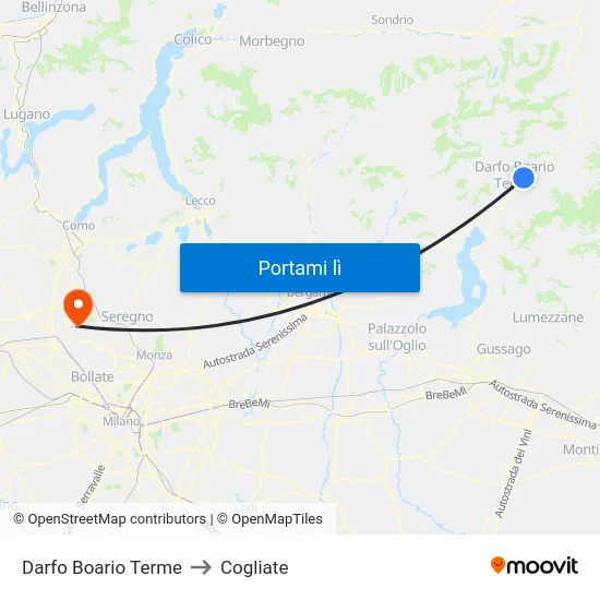 Darfo Boario Terme to Cogliate map