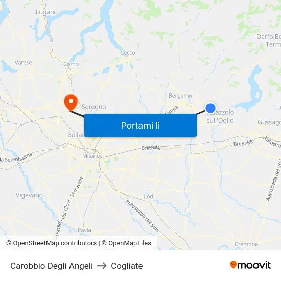 Carobbio Degli Angeli to Cogliate map