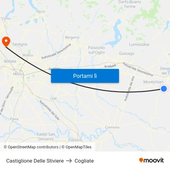 Castiglione Delle Stiviere to Cogliate map