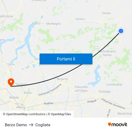 Berzo Demo to Cogliate map