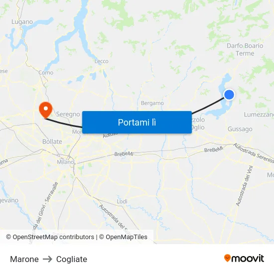 Marone to Cogliate map