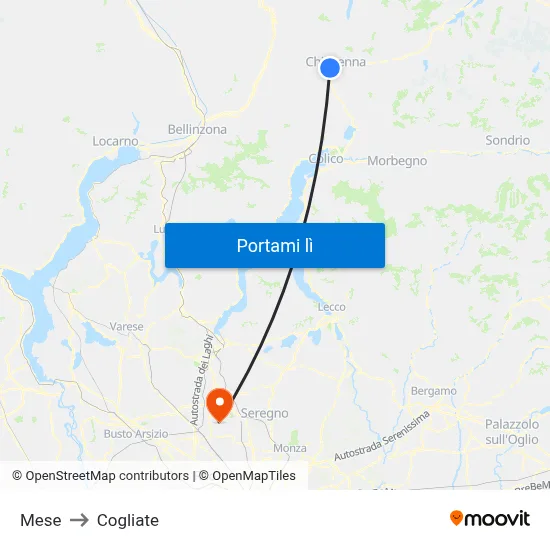 Mese to Cogliate map