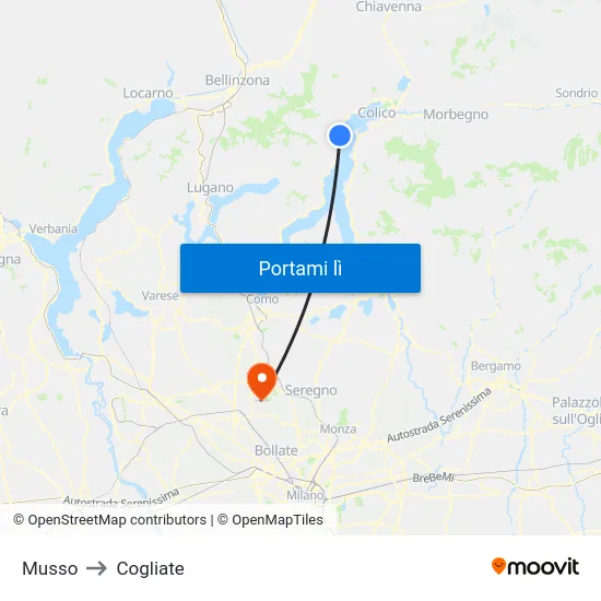 Musso to Cogliate map