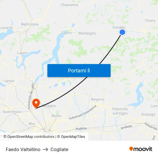 Faedo Valtellino to Cogliate map